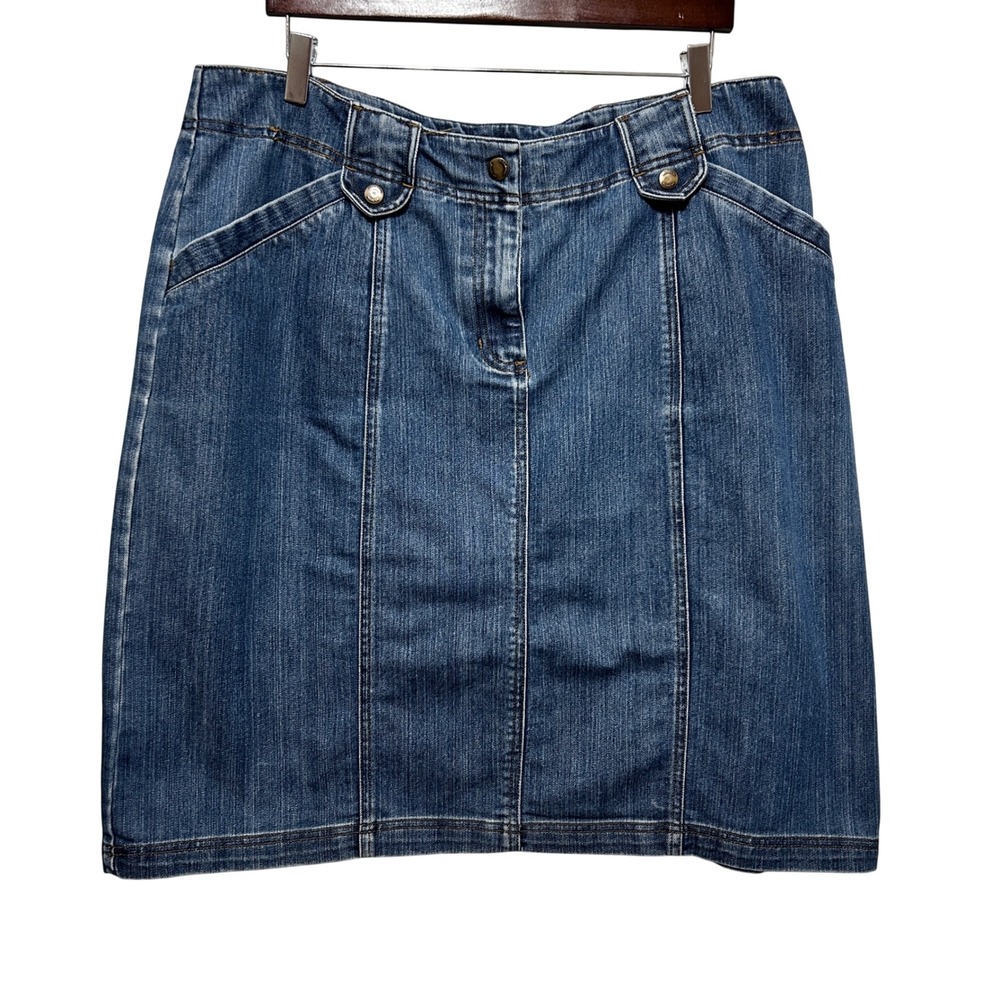 Jones New York Signature Womens‎ Denim A Line Skirt 16W Blue Stretch Western